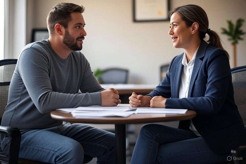 Homeowner meeting with a housing counselor