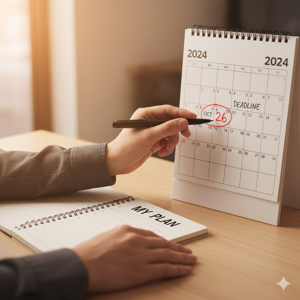 Illustration of a calendar with a date circled.